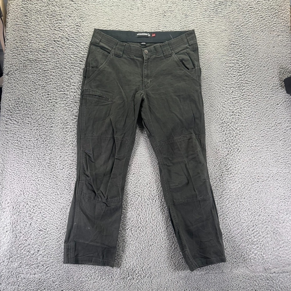 Wolverine Pant Mens 36x28 Green Cotton Canvas Cargo Carpenter Workwear Stretch